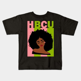 HBCU Pink and Green Afro Kids T-Shirt